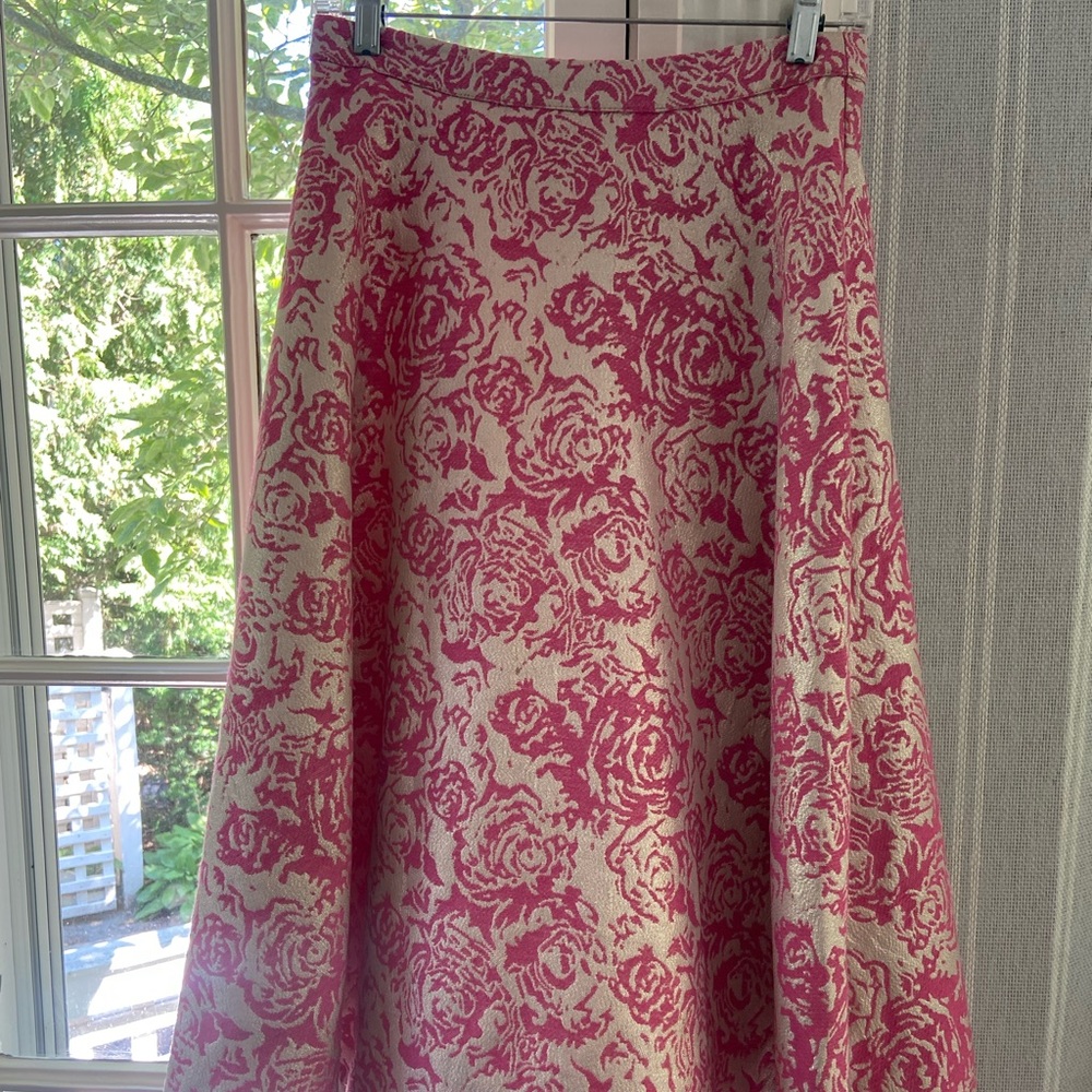 Pink Rose Jacquard A-Line Skirt